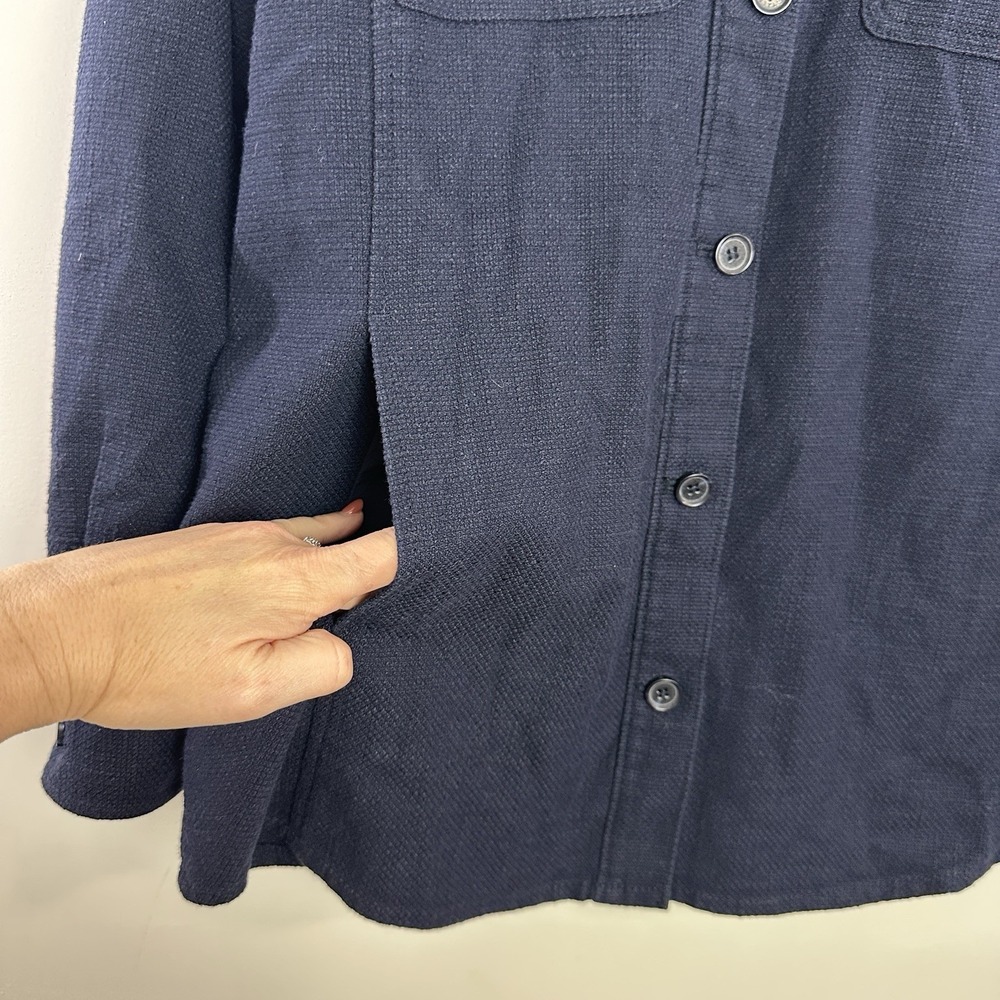 Talbots Blue Button Up Shirt Jacket Shacket Women Size M Collared Pockets - Picture 4 of 8
